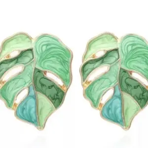 1 Pair Vacation Leaf Plating Inlay Metal Pearl Ear Studs