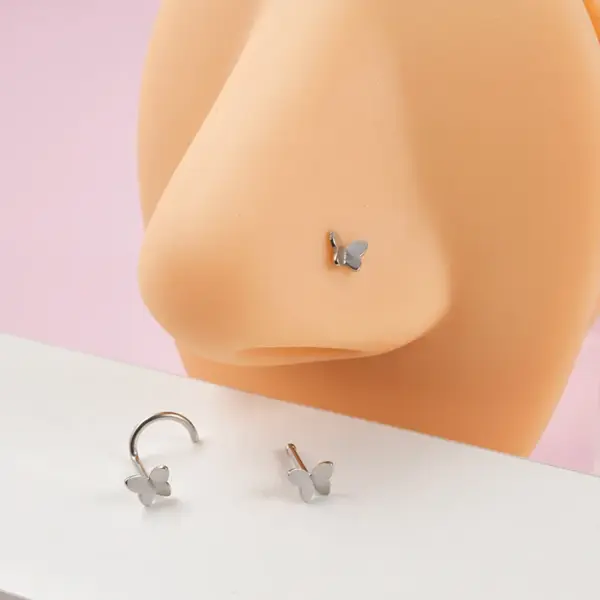 1 Piece Nose Rings & Studs Simple Style Butterfly 304 Stainless Steel Nose Pin