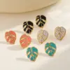 Wholesale Stainless Steel 18K Gold Plated Irregular Leaf Oil Drop Earrings Fashionable Casual Elegant Cute Novelty Design For All Seasons