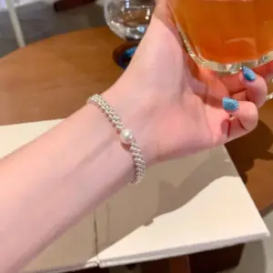 S650 Silver-Sliver Beads Woven Bracelet