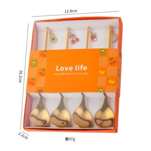 Orange gift box-spoon set of 4 [gold]]