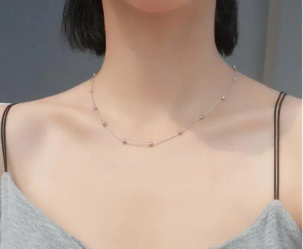Wholesale Geometric Titanium Steel Inlaid Shell Inlaid Gold Necklace