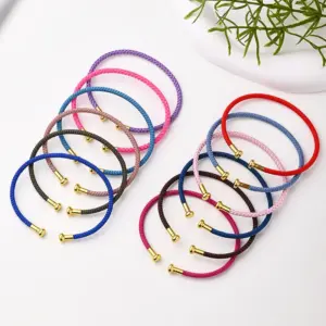 Wholesale Nylon Copper 18K Gold Plated Handmade Plating Multicolor Simple Solid Color Adjustable Bracelet