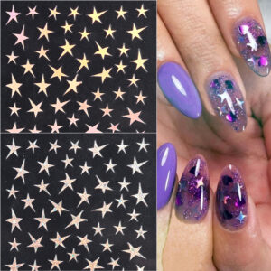 Wholesale Nail Art Stickers i Laser Purple Glitter Silver Starry Nail Art Stickers