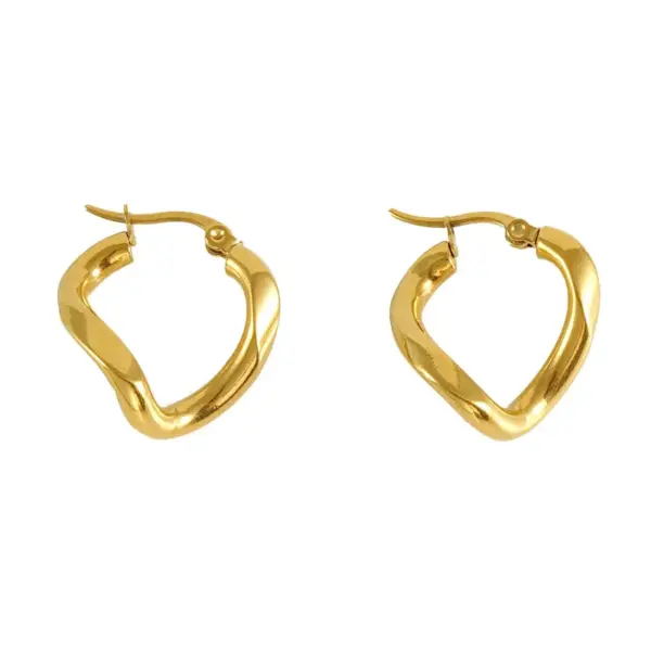 Wholesale 1 Pair Simple Style Geometric Irregular Stainless Steel 18k Gold Plated Hoop Earrings