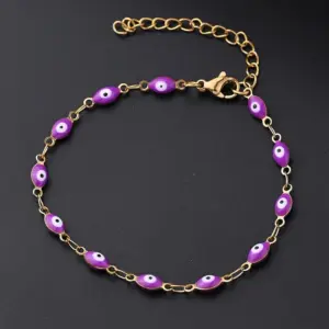 Purple Eye Bracelet (Gold) / 11X4mm (Length: 160+50mm) / 1 Strand/Package