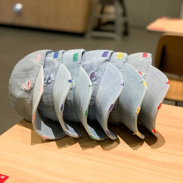 Wholesale Street hip hop sun hat retro solid color Denim baseball cap personality fashion ripped distressed peaked cap trendy men and women