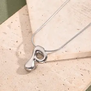 P Necklace (Steel Color) / Length: 450mm / 1 Strand/Package