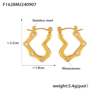 F1628-Gold White Earrings