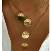 Wholesale 304 Stainless Steel Round PVD Coated Natural Stone Real Gold Plated Nordic Style Simple Style Commute Waterproof Non Tarnish Irregular Surgical Steel Bamboo Necklace Lobster Trigger Clasp Closure Pendant Necklace