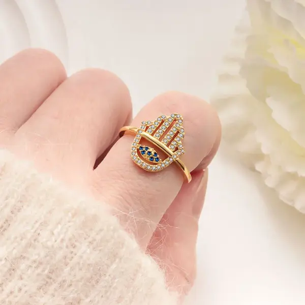 Wholesale Devil's Eye Ring Gold-Plated Copper Unique Jewelry For Women Open Bracelet Simple Suitable For Dates