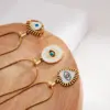 Wholesale Real Gold Plated 304 Stainless Steel 316 Stainless Steel PVD Coated Devil's Eye Waterproof Non Tarnish Glam Retro Pendant Necklace For Women's