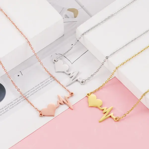 Wholesale PVD Coated 18K Gold Rose Gold Real Gold Plated Customization Laser Engraving Solid Color Stainless Steel Simple Style Waterproof Non Tarnish Stainless Steel Lobster Trigger Clasp Closure Pendant Necklace