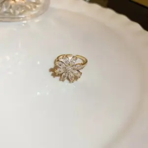 11# Ring-Golden Flowers (Real Gold Plating)
