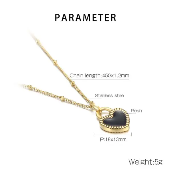 Wholesale PVD Coated 18K Gold Plated Heart Shape Titanium Steel Simple Style Waterproof Non Tarnish Titanium Steel Pendant Necklace