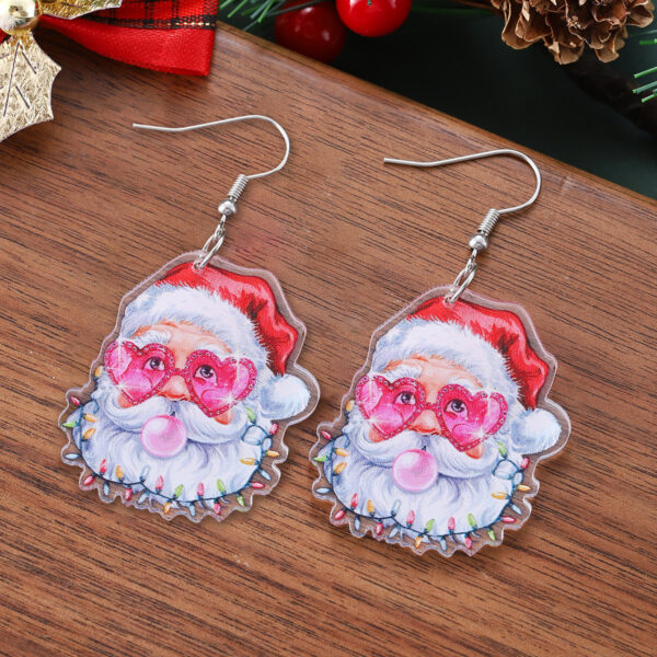 Wholesale Christmas heart-shaped sunglasses, quirky leopard print pendant earrings, Y2K acrylic earrings