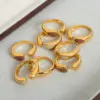 304 Stainless Steel Solid Color PVD Coated 18K Gold Plated Real Gold Plated Simple Style Waterproof Non Tarnish Enamel Plating Open Rings
