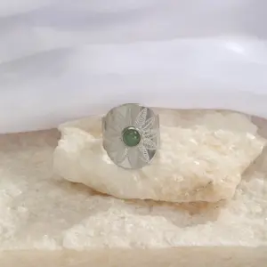Jade Green Natural Stone-Silver