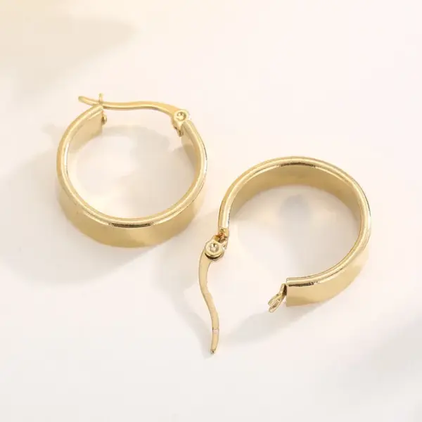 Wholesale PVD Coated 18K Gold Plated Solid Color Stainless Steel Retro Streetwear Waterproof Non Tarnish Hoop Earrings