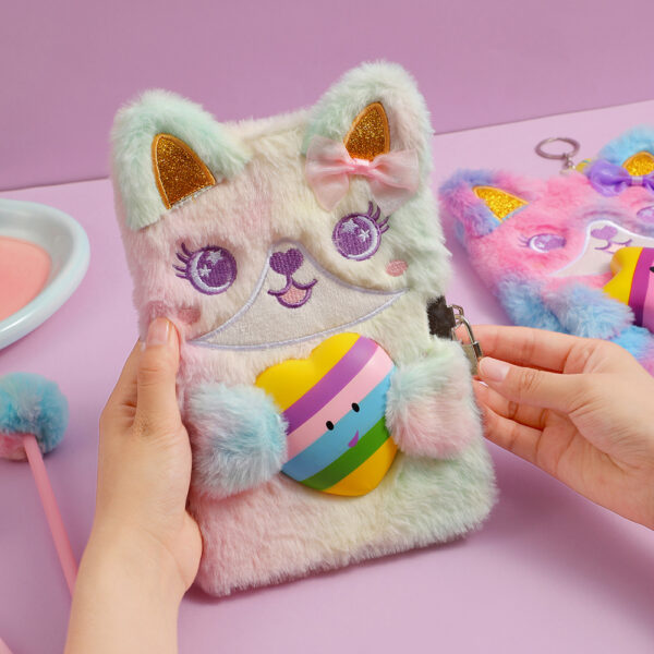 Wholesale Unzip Plush Notebook A5 Diary with Lock