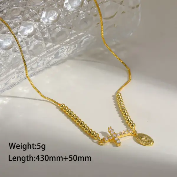 18K Gold Plated Copper Plated Cross Saint Benedict Virgin Mary Elegant Religion Classic Style Ball Chain Bracelets Drawstring Bracelets For Unisex
