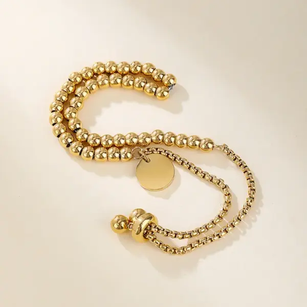 Wholesale 304 Stainless Steel Geometric PVD Coated 18K Gold Plated Real Gold Plated IG Style Simple Style Waterproof Non Tarnish Plating Gold Bracelets