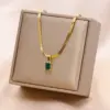 Wholesale Fashion Square Stainless Steel Plating Inlay Zircon Pendant Necklace 1 Piece