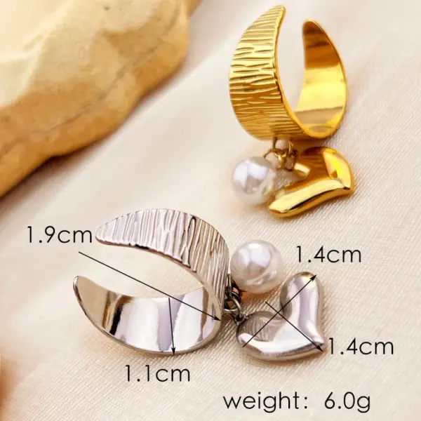 PVD Coated Real Gold Plated 18K Gold Heart Shape 304 Stainless Steel Casual Retro Marine Style Waterproof Non Tarnish Open Rings