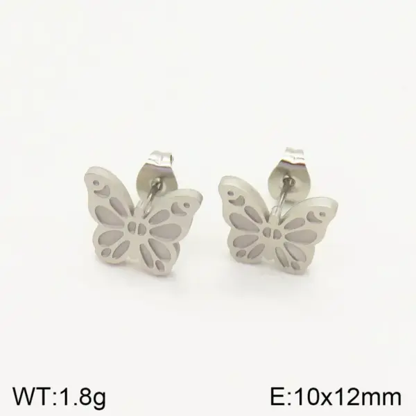 Wholesale 304 Stainless Steel Butterfly Bow Knot Ion Plating (IP) 18K Real Gold Plated Classic Style Waterproof Non Tarnish Enamel Three-dimensional Gold Steel Color Drop Earrings Ear Studs