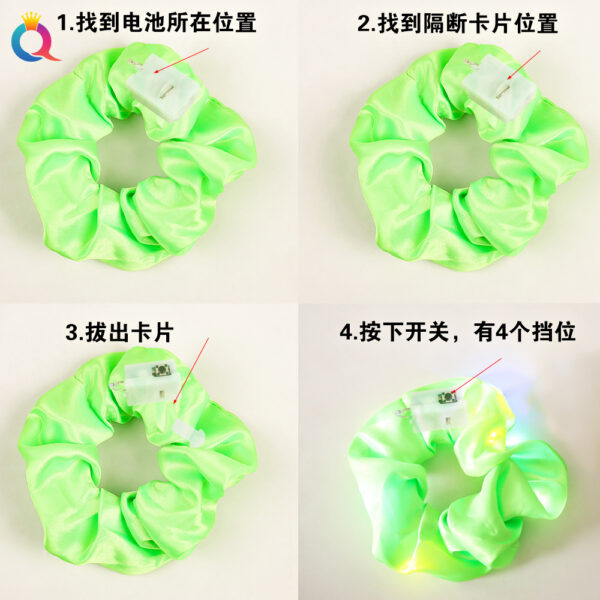 Wholesale LED large intestine hair ring shiny satin light-emitting hair rope