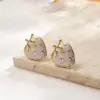 European And American Hot-Selling Ins Style Gold-Plated Imitation Gold Strawberry 304 Stainless Steel Oil-Drip Earrings Casual Basic Polished Electroplated