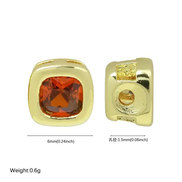 Wholesale Export Colorful Geometric Square December Birthstone Birthday Stone Birthstone DIY Zircon Small Pendant Necklace