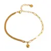 Wholesale 1 Piece Vacation Solid Color 304 Stainless Steel Waterproof Non Tarnish PVD Coated Real Gold Plated 18K Gold Women's Anklet