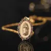 Wholesale Fashion Portrait Copper Inlay Zircon Pendant Necklace 1 Piece