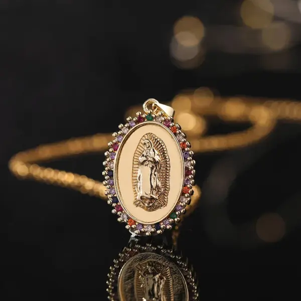Wholesale Fashion Portrait Copper Inlay Zircon Pendant Necklace 1 Piece