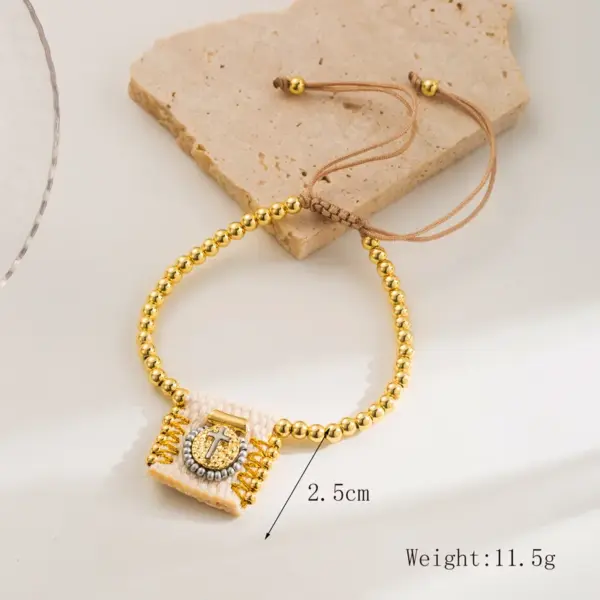 Wholesale Copper 18K Gold Plated Beaded Cross Religious Belief Bracelets