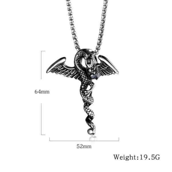Wholesale 2024 Stainless Steel Jewelry Double Dragon Sword Titanium Steel Necklace Pendant Retro Punk Cross Lucky Trendy Men