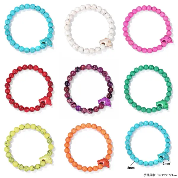 Wholesale Retro Color Block Dolphin Natural Stone Turquoise Women's Bracelets 1 Piece
