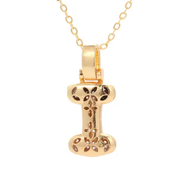 Wholesale Fashion Copper Plated Real Gold Micro-inlaid Zircon Letter Pendant Necklace