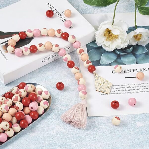 oly-f49cdc787fb4e5b03f558536ff33f1c6 Wholesale Valentine's Day Series: Wooden Printed Peach Heart Beads