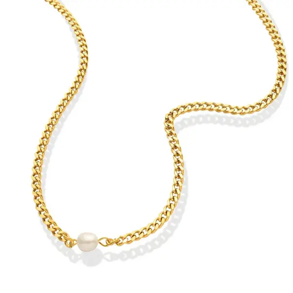 Wholesale PVD Coated Real Gold Plated 18K Gold Geometric 304 Stainless Steel Fashion Waterproof Non Tarnish 304 Stainless Steel Necklace