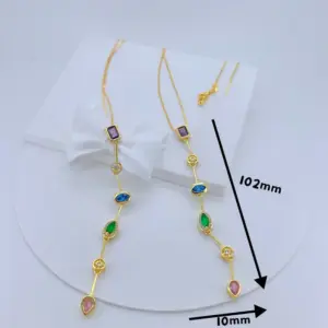 Micro Inlaid Zircon Geometric Pattern Necklace (Gold) / 1 Strand/Package