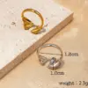 PVD Coated Real Gold Plated 18K Gold Heart Shape 304 Stainless Steel Casual Retro Marine Style Waterproof Non Tarnish Open Rings