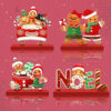 Wholesale 4-piece Christmas Tree/Gingerbread Man Wooden Ornament with Base - Wooden Tabletop Ornament