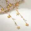 Wholesale PVD Coated Real Gold Plated 18K Gold Tortoise Starfish Shell 304 Stainless Steel Princess Glam Lady Waterproof Non Tarnish 304 Stainless Steel Lobster Trigger Clasp Closure Necklace