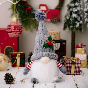 High-grade knitted pointed hat with light dwarf gray