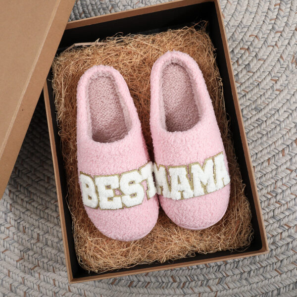 Wholesale 25 New European and American Cross-Border Mama Cotton Slippers Glitter Embroidered Warm Home Wool Slippers Christmas Mother's Day Gift