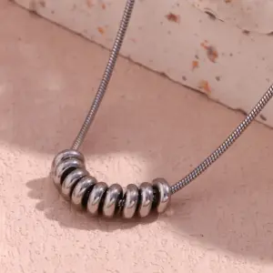 Compound Metal Beans Broken Silver Pendant Necklace-Silver