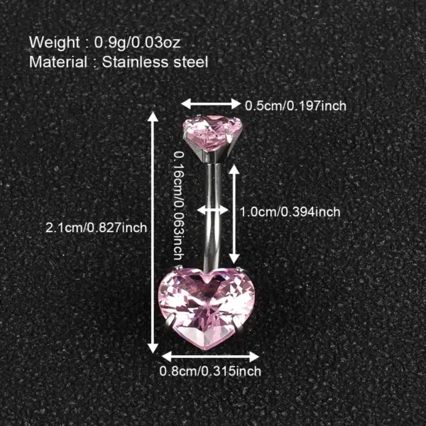 1 Piece Belly Rings IG Style Shiny Round Star Heart Shape 302 Stainless Steel Inlay Diamond Zircon Belly Rings