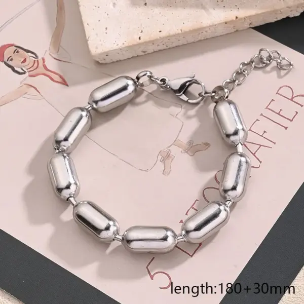 Wholesale Casual Modern Style Simple Style Round Solid Color 304 Stainless Steel Ball Chain Bracelets In Bulk